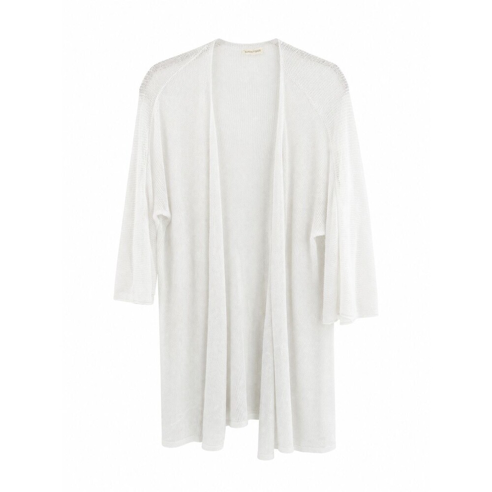 Women's Eileen Fisher Open Front Linen 3/4 Sleeve Cardigan Sweater Size 2X?